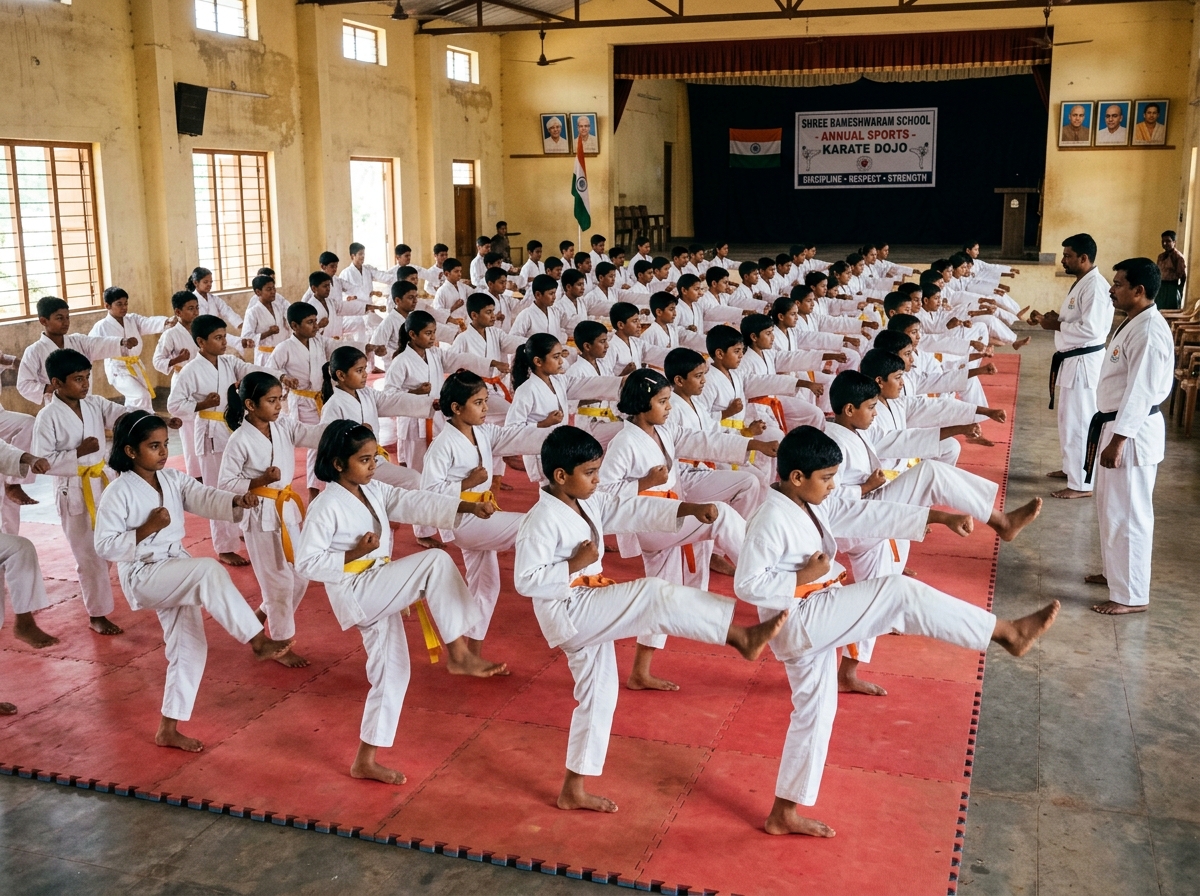 Karate Martial Arts at Shree Mahalingeshwara Vidyanikethana