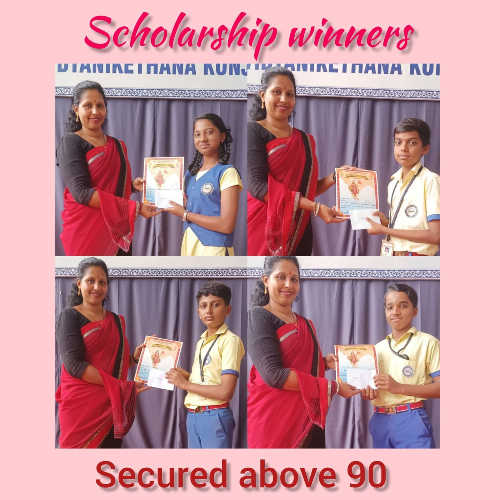 Scholarship winners securing above 90% at Shree Mahalingeshwara Vidyanikethana